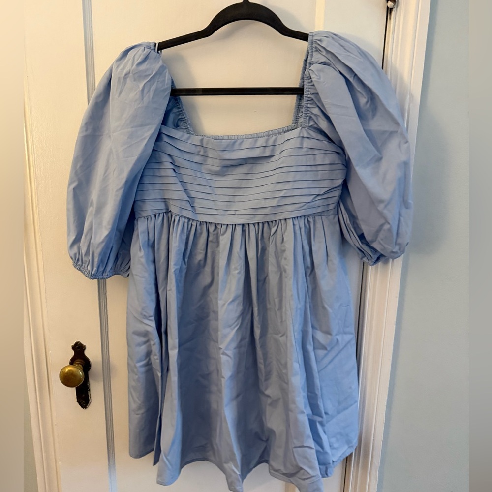Abercrombie and fitch Blue Puff Sleeve Dress size medium petite NWT